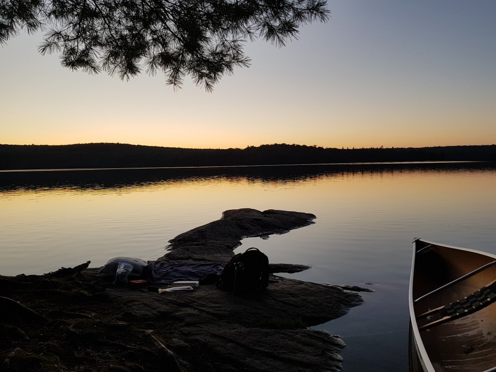 A canoe trip. Algonquin Park, sunset.